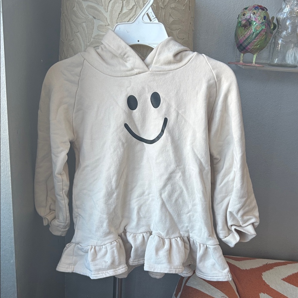 Oh baby! Kids Cream Smiley Face Hoodie dress